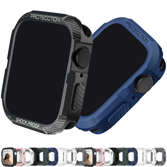 Rugged TPU Protective Case & Screen Protector for Apple Watch Series 5-9 & SE – 38mm-45mm iWatch Cover