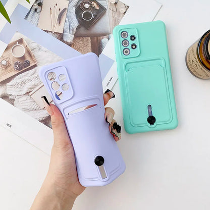 Shockproof Wallet Phone Case for Samsung Galaxy A51/A52/A53/A55 & A71/A72 – Soft Silicone Card Slot Back Cover