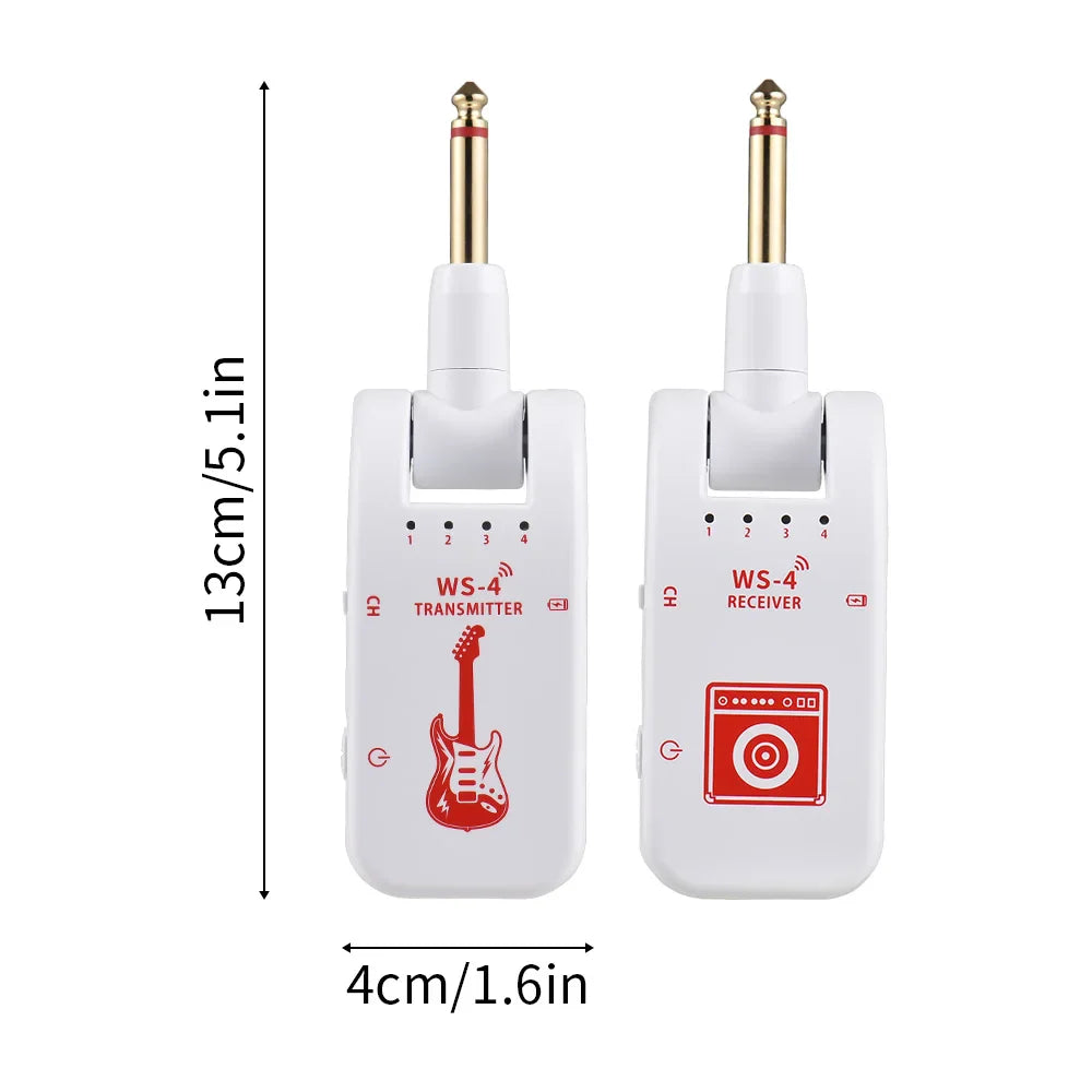 2.4G Wireless Guitar System – Transmitter & Receiver Set for Electric Guitar & Bass, 48K/16bit Real-Time Audio Transmission