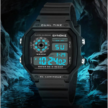 SYNOKE Men's Military Sports Digital Watch – Waterproof Luminous Chronograph Wristwatch