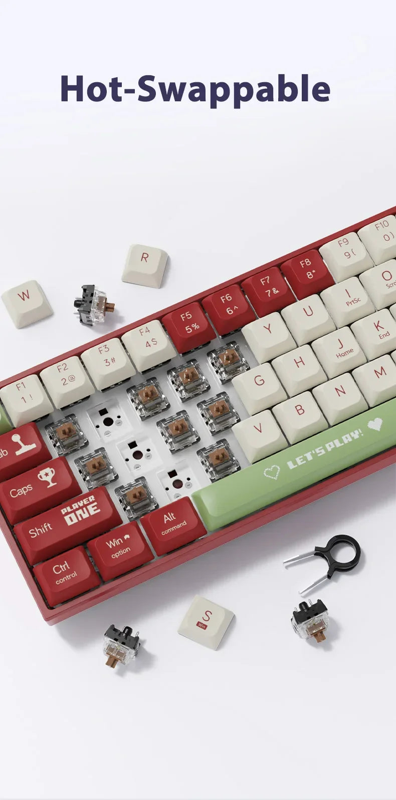 AJAZZ AK680 Mechanical Keyboard – 68 Key Wired/Wireless Bluetooth Gamer Keyboard with Hot-Swap Custom Gasket for PC and Laptop