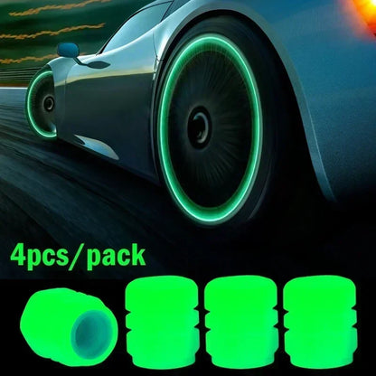 12Pcs Luminous Valve Stem Caps - Fluorescent Night Glowing Wheel Hub Caps for Motorcycle, Bicycle and Car Tyres