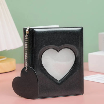 1-Piece 3 Inch Heart Love Hollow Photocard Holder - 32 Pockets Mini Photo Album Binder for Idol Pictures Storage