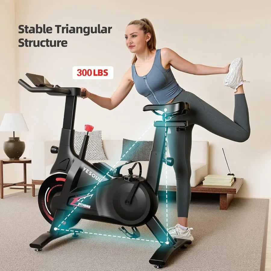 Indoor Stationary Cycling Bike – Adjustable Magnetic Resistance, Smart App Integration, 300lb Capacity Stable Exercise Bike