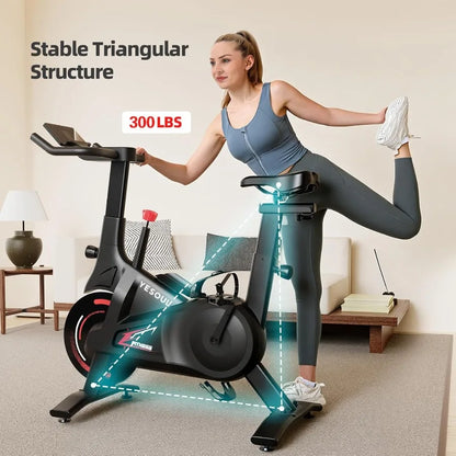 Indoor Stationary Cycling Bike – Adjustable Magnetic Resistance, Smart App Integration, 300lb Capacity Stable Exercise Bike