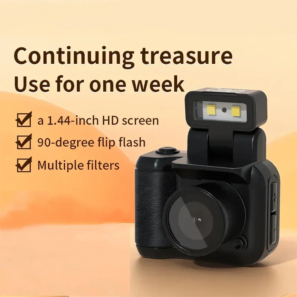 Y4000 Mini HD 1080P Camera with Screen – Portable Retro Compact Video Recorder with Flash and Battery Dock