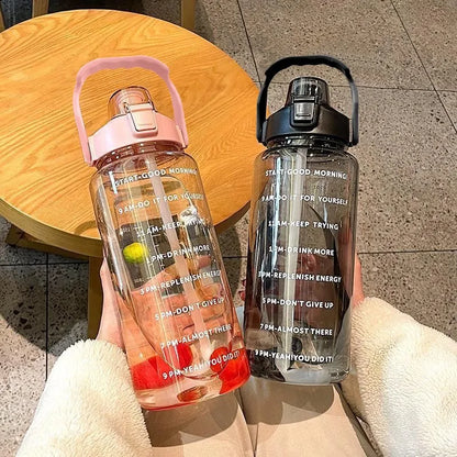 2L Straw Plastic Water Bottle: Large Portable Travel Bottle for Sports & Fitness - High-Value Big Fat Cup, Adult Universal