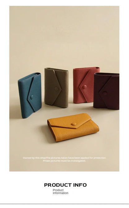 2024 New PU Leather Women's Small Wallet – Luxury Envelope Card Holder, Designer Zip Coin Purse, Short Cowhide Style