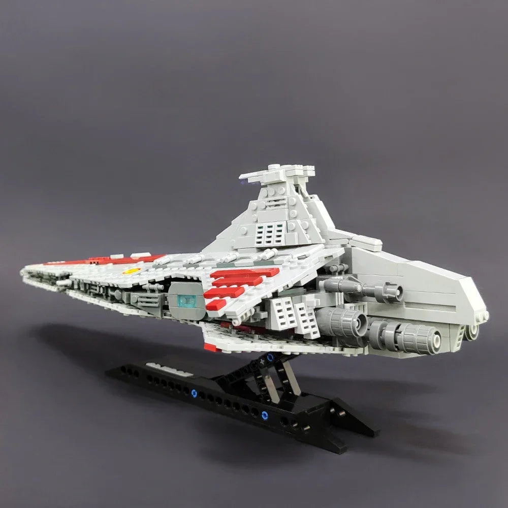 High-Tech MOC Venator Attack Cruiser – Starship Building Blocks Model, Fighter & Destroyer Space Toy