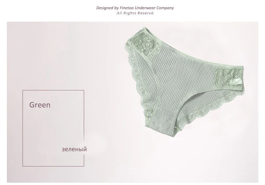 Floral Lace Cotton Women’s Panties - Comfortable Briefs, Solid Color Underwear, 3PCS/Set, Sizes M-XXL