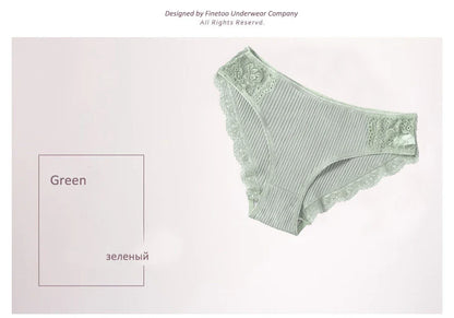 Floral Lace Cotton Women’s Panties - Comfortable Briefs, Solid Color Underwear, 3PCS/Set, Sizes M-XXL
