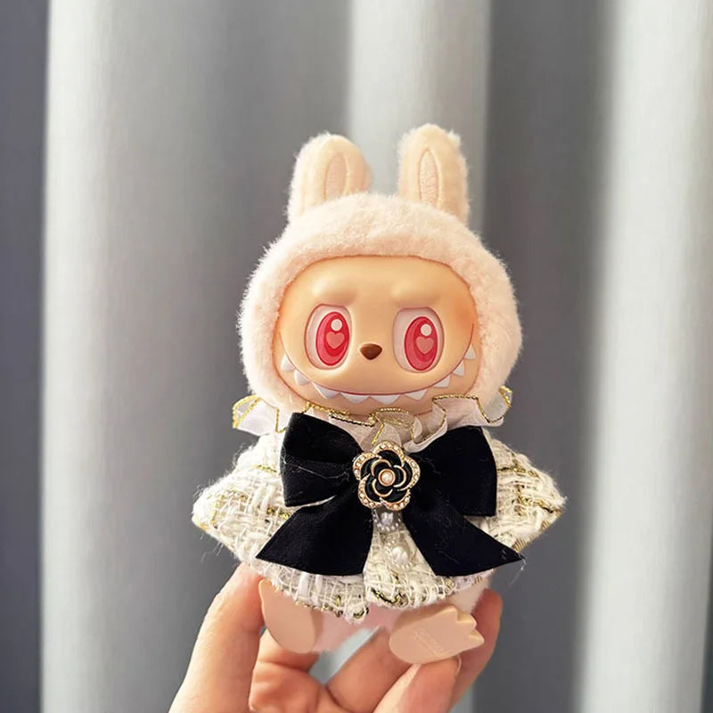 17cm Labubu Doll Monster Outfit & Accessories, DIY Sweet Princess Dress Cloak for Kids, High-Quality ED12B