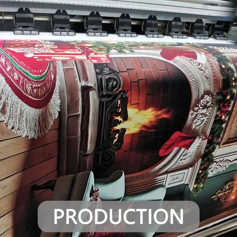 MOON.QG Christmas Santa Claus Village Backdrop – Holiday Photo Studio Background with Trees & Gifts for Home Decoration