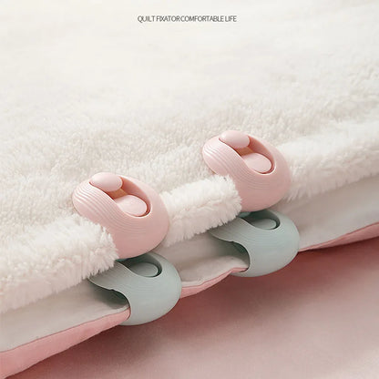 4Pcs Round Shape Quilt Clips - ABS Non-Slip Needleless Bed Sheet and Blanket Fastener Grippers, Easy Fixer Holder Clips for Secure Bedding