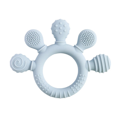 Baby Silicone Teether Toy - Cartoon Rattle Gum Relief Infant Teething Accessory for 0-12 Months