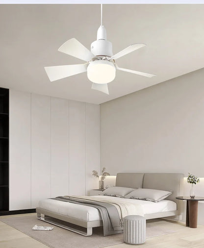 30W E27 Ceiling Fan Light with Remote - LED Dimming Function, Intelligent Silent Fan for Bedroom & Living Room