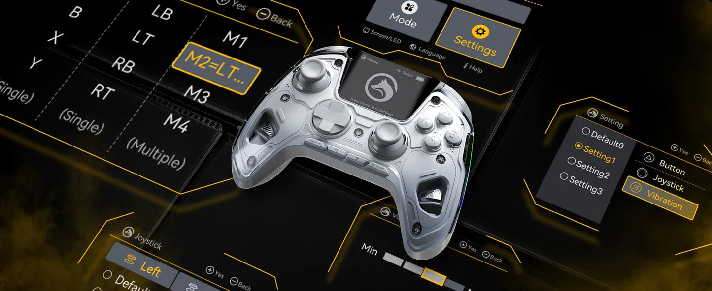 Interactive Wireless Gaming Controller with RGB Light & Hall Effect Stick – Switch/PC/iOS/Android, 1800mAh with Charging Dock