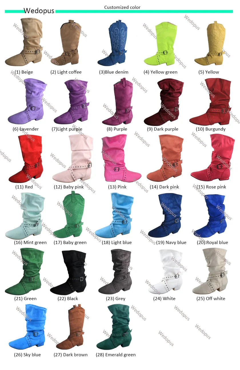 Wedopus Women’s Customized Western Dance Boots – Black Cowboy Heel Boots with Suede Sole for Urban & Ballroom Dancing