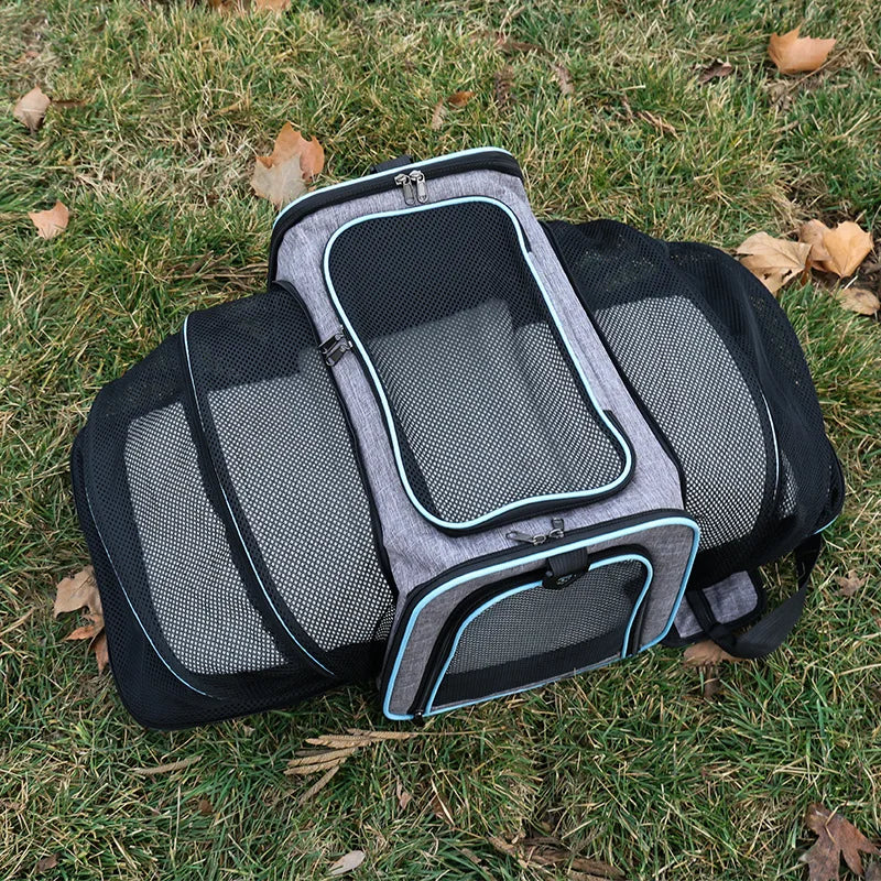 Foldable Pet Carrier Bag – Breathable Mesh Travel Bag for Small Dogs & Cats with Expandable Design
