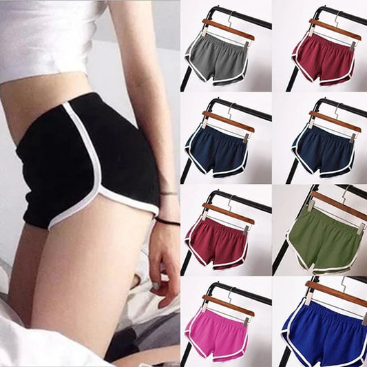 Women’s Summer 2024 Sports Shorts — Candy Color Skinny Casual Elastic Waist Beach Running Shorts