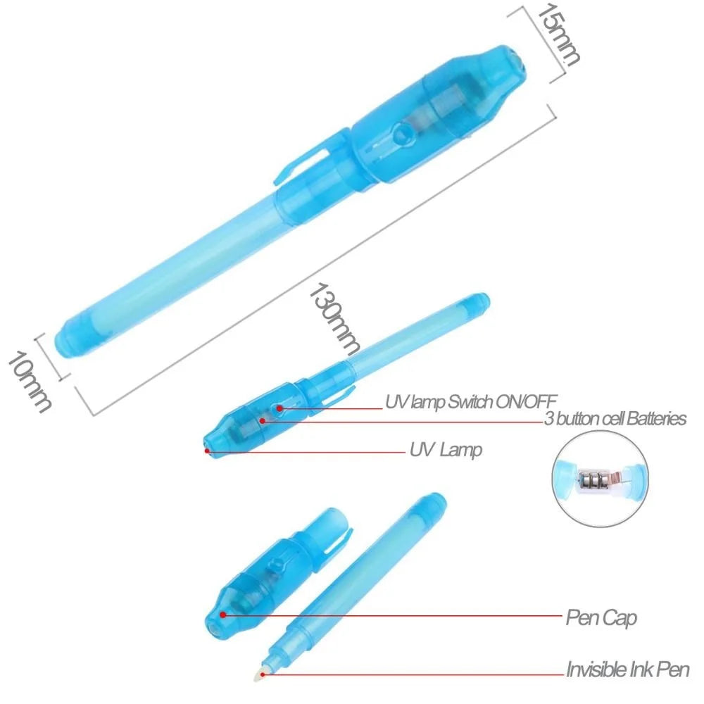 Invisible Ink Pen 12 PCS with UV Light - Spy Magic Marker for Secret Messages, Treasure Box Prizes, Kids Party Favors, Toys Gift