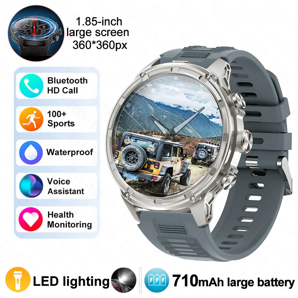 2025 Huawei & Xiaomi GPS Smartwatch for Men — 1.85" Ultra HD AMOLED Screen, 710mAh Battery & Bluetooth Call