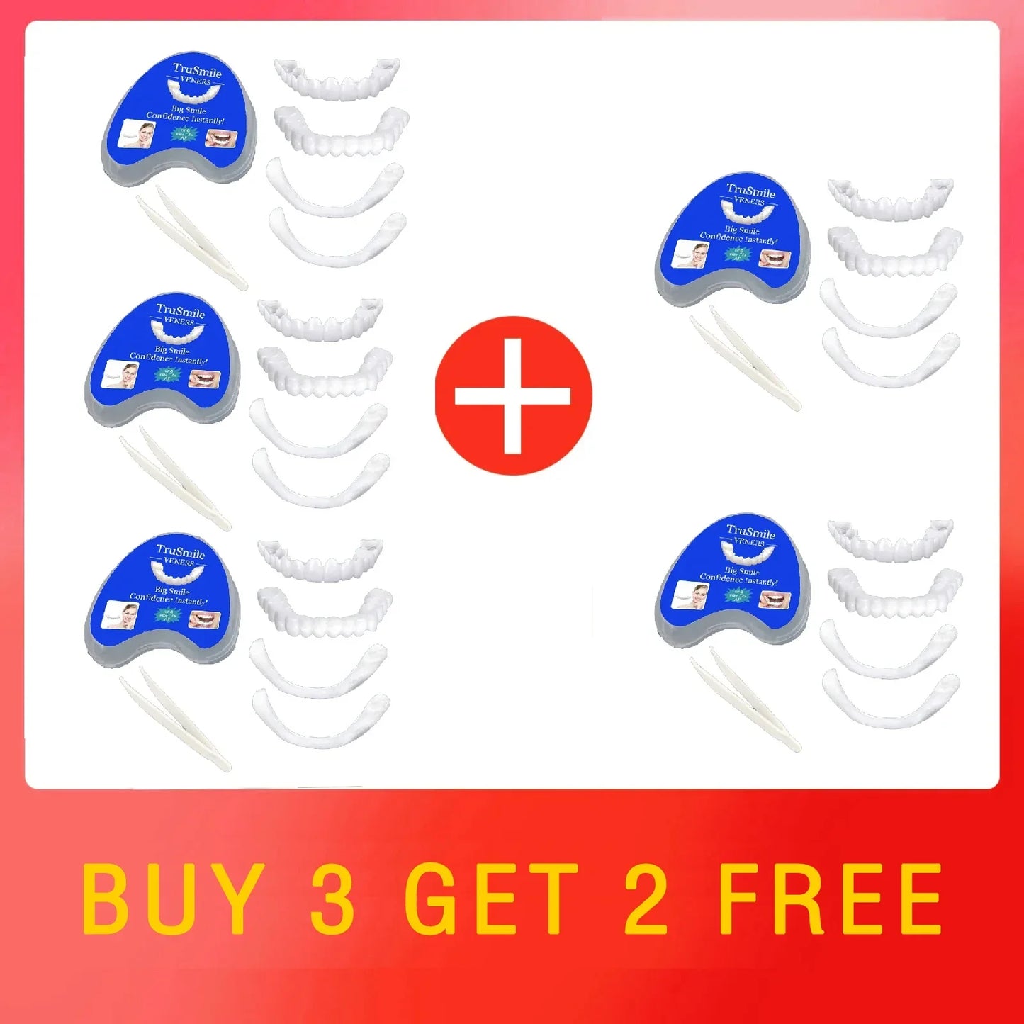 Silicone Denture Set — Temporary Orthodontic Teeth, Fake Tooth Braces for Oral Hygiene, Whitening & Dental Simulation