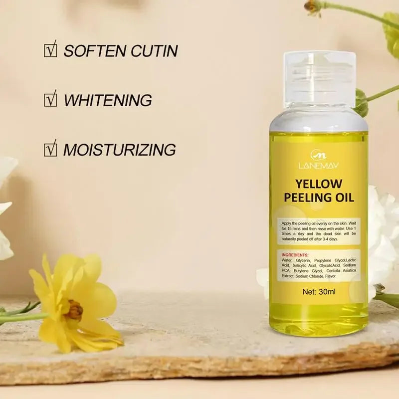 Yellow Peeling Oil – Skin Lightening & Melanin Treatment for Elbows, Knees, Hands, and Even Skin Tone