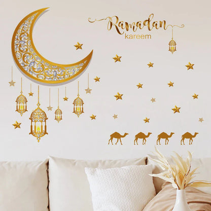 Eid Mubarak 2024 - Ramadan Kareem Window Stickers for Home Decoration, Eid Al-Fitr Muslim Party Supplies