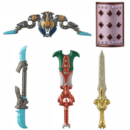 Medieval Figure Weapons Building Blocks Kit – King Sword, Lion Shield, Trident & Double-Edged Axe Battle Toy