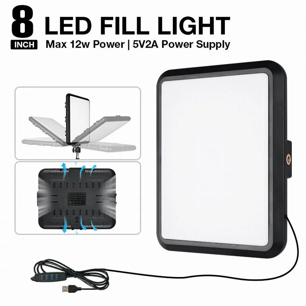 High Power 352-LED Video Light Panel – 2800K-7000K Adjustable Studio Fill Lamp with Light Stand for Live Streaming Photography