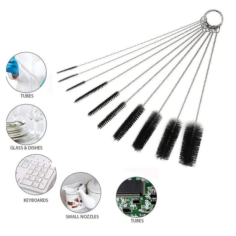 Stainless Steel Cleaning Brushes for Weed Pipe, Glass Hookah, and Smoking Accessories - Available in Sets of 2, 5, or 10 Pieces