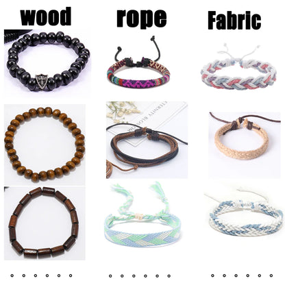 10PCS Random Style Men's & Women's Webbing, Rope & Leather Bracelets - Classical Festive Gift for Women (Varied Designs)