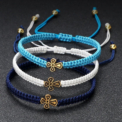 Prayer Cross Rope Bracelet - Handmade Adjustable Nylon Lucky Bangle Jewelry Gift for Women & Men
