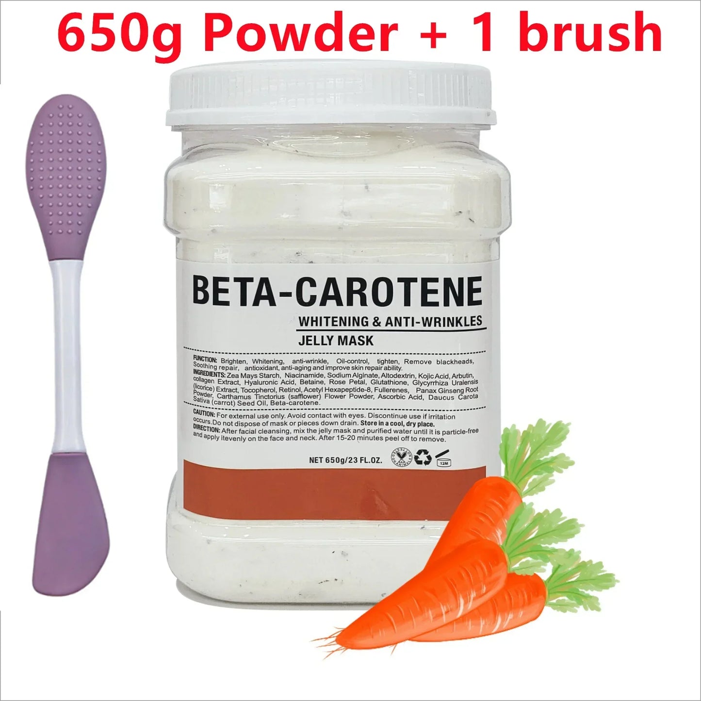 650g Chamomile & Hyaluronic Acid Facial Mask Powder – Moisturizing Rose Jelly Skin Care Mask with Silicone Brush for Elasticity Boost