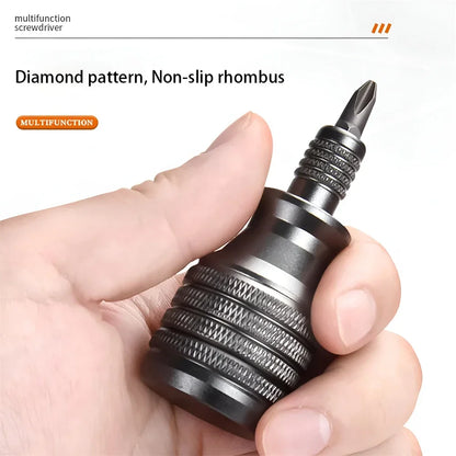 Mini Titanium Screwdriver Set — 7-in-1 Magnetic 1/4" S2 Alloy Steel Drill Bit EDC Repair Tool