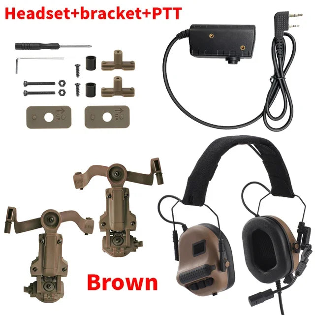 ARM NEXT F10 Tactical Headset — Noise-Canceling Hunting & Shooting Headphones with Brackets, Compatible with Wendy M-LOK ARC Helmet