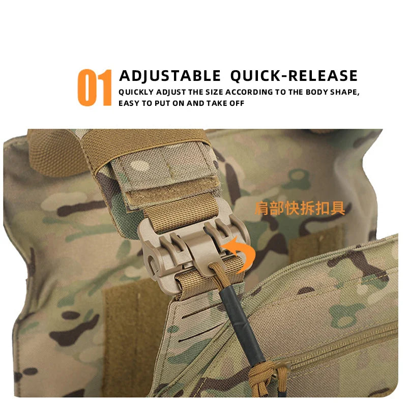 New Combat Vest 6094 – Quick Detachable Lightweight Laser Cut Tactical Vest, Black Gear for Protective Plate Carry