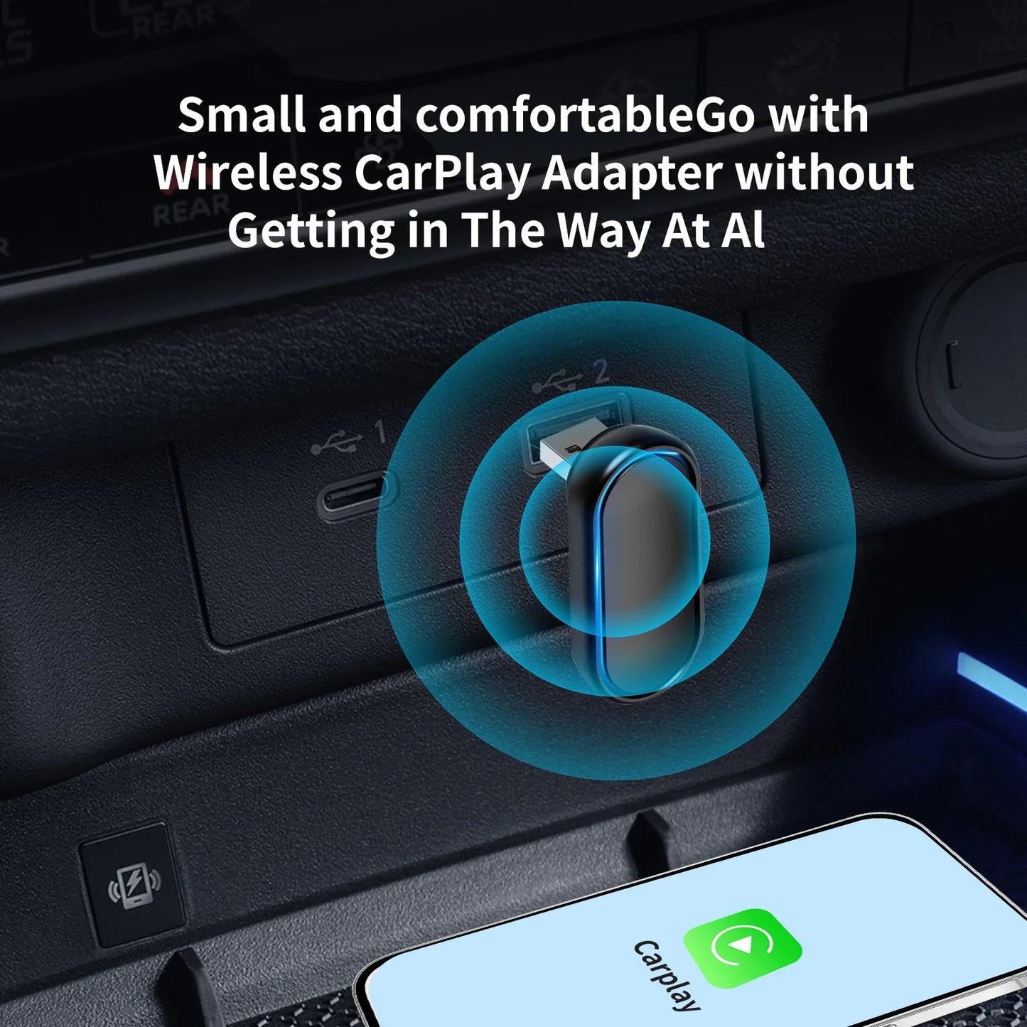 2025 360° Rotatable Wireless CarPlay & Android Auto Adapter — Mini Box, Plug & Play with Fast WiFi Connection
