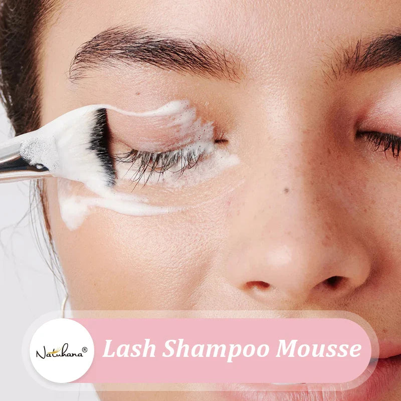 NATUHANA 60ml Gentle Lash Cleansing Mousse - Eyelash Shampoo for Extensions, Grafting, Makeup Removal & Glue Cleanser