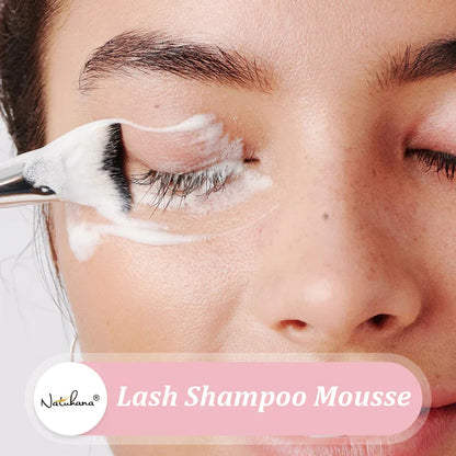 NATUHANA 60ml Gentle Lash Cleansing Mousse - Eyelash Shampoo for Extensions, Grafting, Makeup Removal & Glue Cleanser