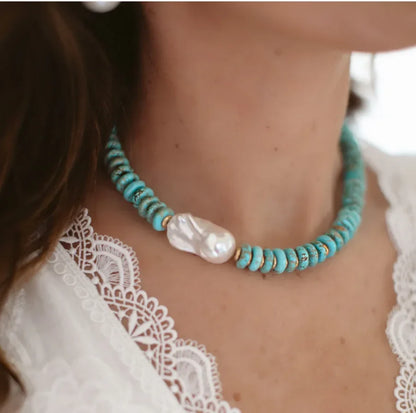 Luxury Pearl Necklace for Women - Adjustable Square Chunky Resin Statement Jewelry