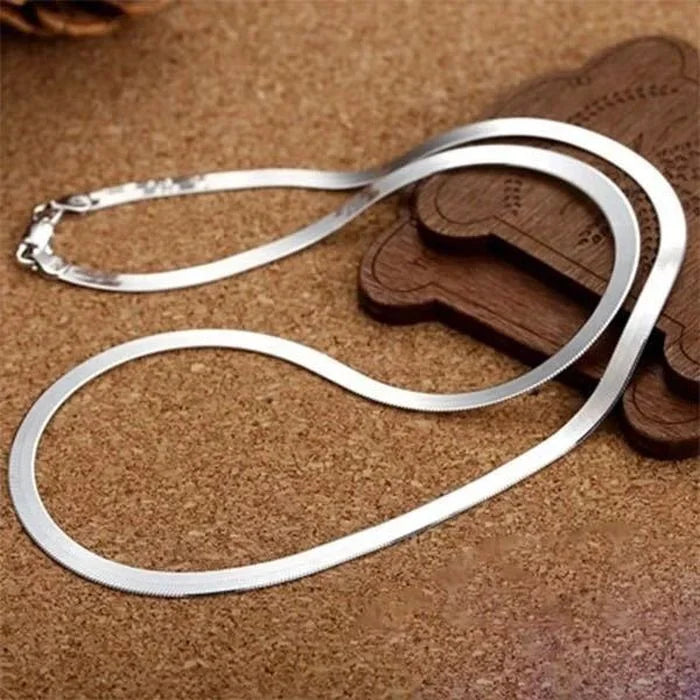 925 Sterling Silver 4MM Blade Chain Necklace – Luxury Jewelry for Men & Women, Wedding & Holiday Gift