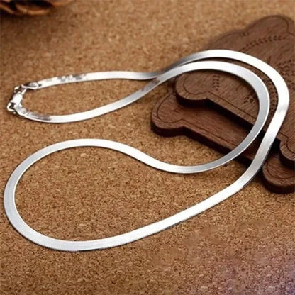 925 Sterling Silver 4MM Blade Chain Necklace – Luxury Jewelry for Men & Women, Wedding & Holiday Gift