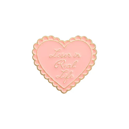Pink Heart Brain Ghost Enamel Brooch – Gothic Retro Radio & TV Badge, Funny Punk Lapel Pin Jewelry Gift