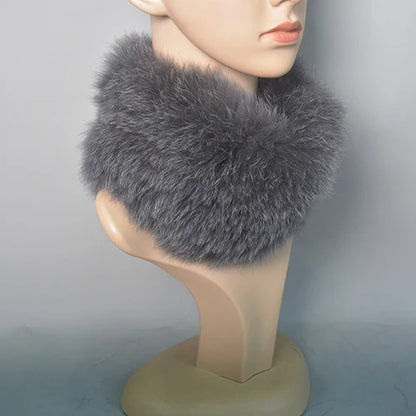 2025 Real Fox Fur Scarf and Headband – Luxury Winter Neck Warmer for Women, 100% Natural Fur, Elastic Ring Muffler