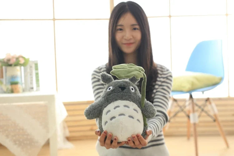 Cartoon Laugh Heartily Totoro Plush Toy — Stuffed Anime Movie Totoro, Lotus Leaf Pillow Plushie, Japanese-Style Doll Gift