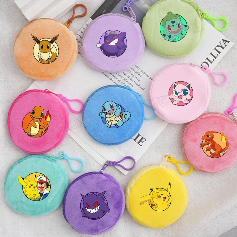 Pokemon Kids Plush Coin Purse — Pikachu, Charmander, Gengar, Squirtle & Charizard Mini Zipper Wallet for Boys & Girls