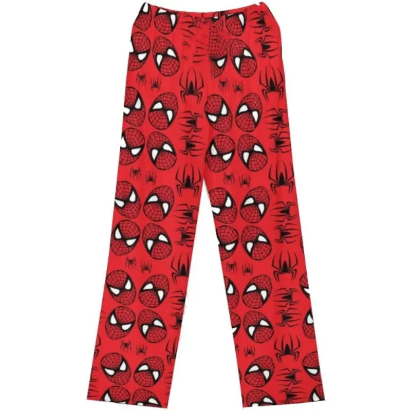 Hello Kitty Spider-Man Cotton Pajama Pants | Loose Cartoon Sleep Bottoms for Women and Men | Comfortable Lounge Wear for Girls