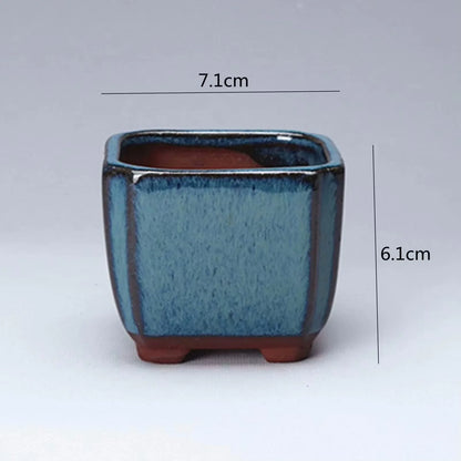 Breathable Ceramic Bonsai Pots - Stoneware Flowerpots with Drainage Holes for Garden Plants